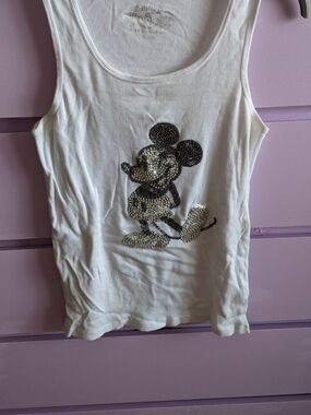Girls White Sequin Character Tank Top
